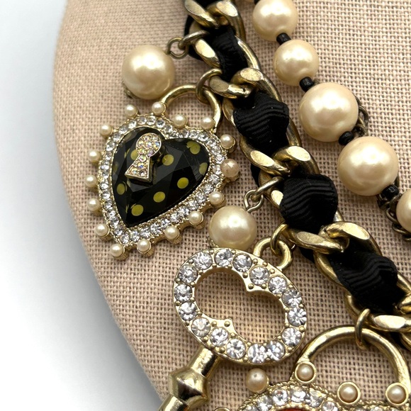 Rare Vintage Betsey Johnson Pigs Fly Polka Dot Pearl Heart Piggy Necklace 18-20” - Picture 7 of 14